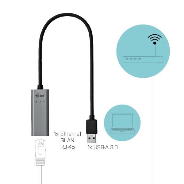 i-tec Metal U3METALGLAN scheda di rete e adattatore Ethernet 1000 Mbit/s [U3METALGLAN]