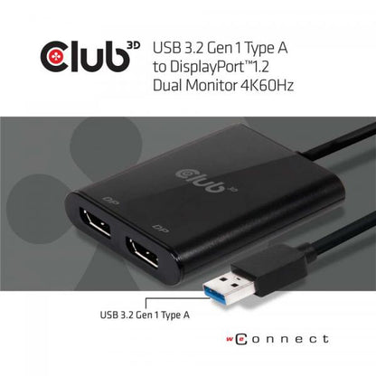 CLUB3D SPLITTER USB TYPE A 3.1 GEN 1 TO DP 1.2 DUAL MONITOR SUPPORT 4K@60HZ [CSV-1477]