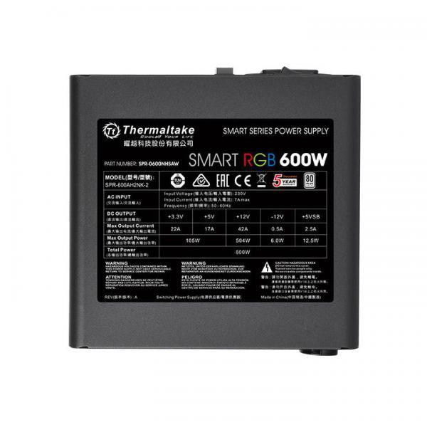 Thermaltake Smart RGB computer power supply 600 W 20+4 pin ATX ATX Black [PS-SPR-0600NHSAWE-1] 