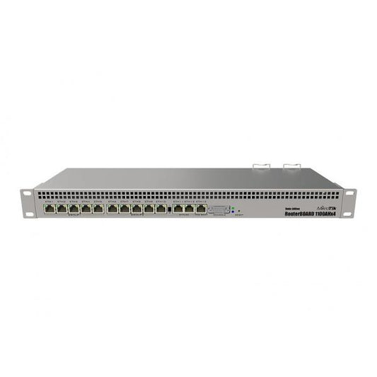 MikroTik, RB1100AHx4 Dude Edition, RB1100AHx4 Potente enrutador de montaje en rack 1U con 13 puertos Gigabit Ethernet, unidad M.2 de 60 GB para la base de datos Dude RB1100Dx4 [RB1100Dx4] 