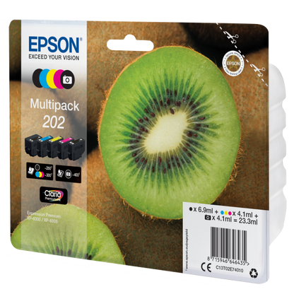 EPSON CART. INK MULTIPACK (BK, BK PHOTO, C, M, Y) PER XP-6005, SERIE KIWI 202 [C13T02E74010]