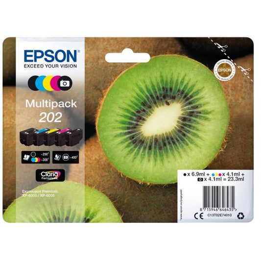 EPSON CART. INK MULTIPACK (BK, BK PHOTO, C, M, Y) PER XP-6005, SERIE KIWI 202 [C13T02E74010]