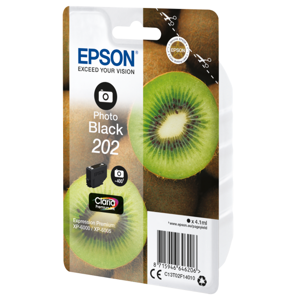 Epson Kiwi Singlepack Photo Black 202 Claria Premium Ink [C13T02F14010]