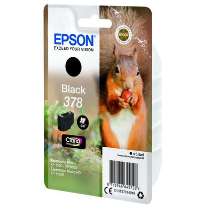 Epson Squirrel Singlepack Black 378 Claria Photo HD Ink [C13T37814010]