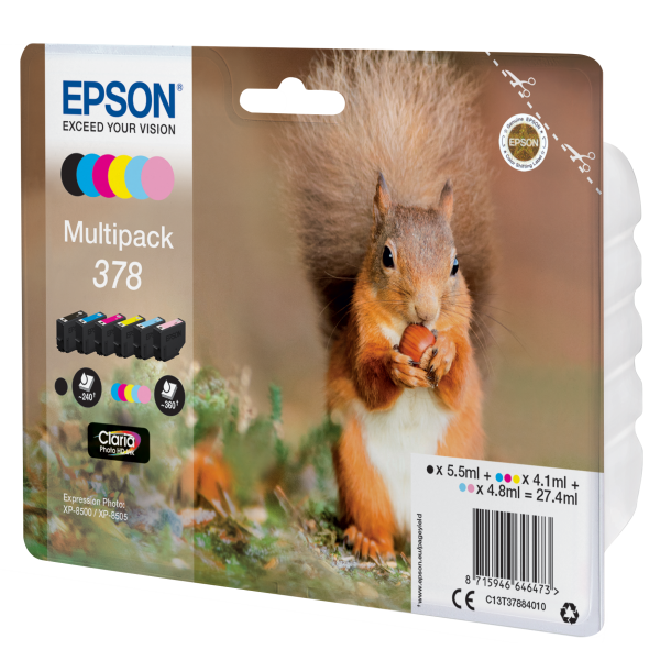 Epson Squirrel Multipack 6 Colores 378 Tinta Claria Photo HD [C13T37884010]