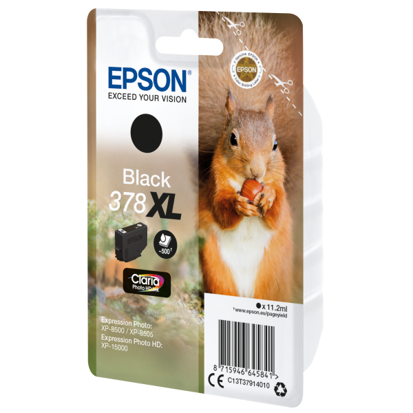 Tinta Epson Squirrel Singlepack Negra 378XL Claria Photo HD [C13T37914010]