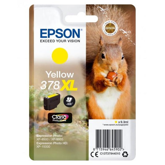Epson Squirrel Singlepack Yellow 378XL Claria Photo HD Ink [C13T37944010]