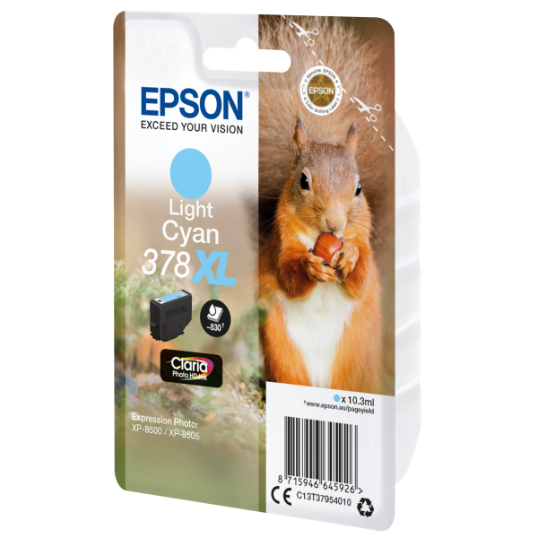 Epson Squirrel Singlepack Light Cyan 378XL Claria Photo HD Ink [C13T37954010]