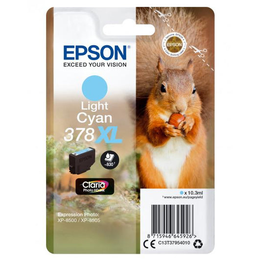 Epson Squirrel Singlepack Light Cyan 378XL Claria Photo HD Ink [C13T37954010]