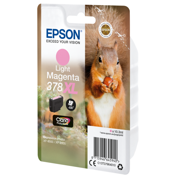 Epson Squirrel Singlepack Light Magenta 378XL Claria Photo HD Ink [C13T37964010]