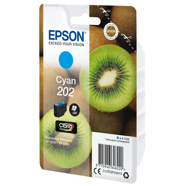 Epson Kiwi Singlepack Cyan 202 Claria Premium Ink [C13T02F24010]