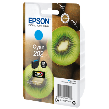 Epson Kiwi Singlepack Cyan 202 Claria Premium Ink [C13T02F24010]