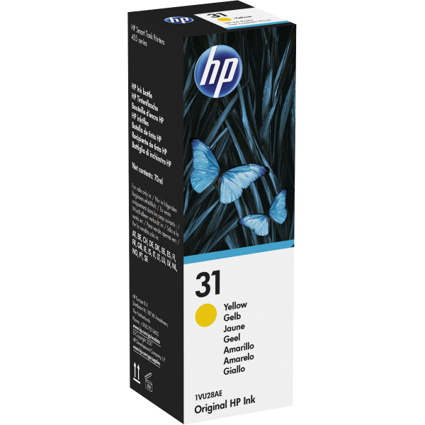 HP 31 70-ml Yellow Original Ink Bottle Originale [1VU28AE]