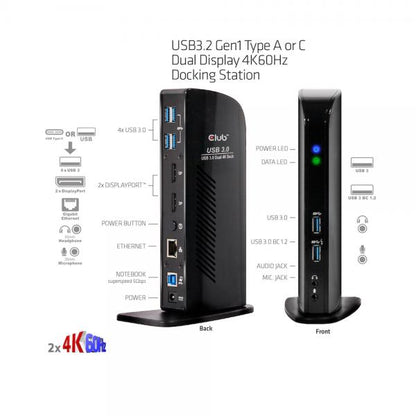 CLUB3D DOCKING STATION USB 3.1 GEN 1 DUAL DISPLAY 4K 60HZ [CSV-1460]