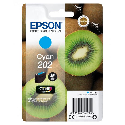 Epson Kiwi Singlepack Cyan 202 Claria Premium Ink [C13T02F24020]