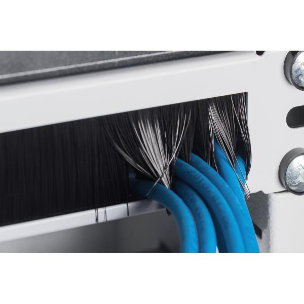 Digitus 1U cable brush management panel - 44x483x11 mm brush size 27x423 mm - Grey [DN-97660]