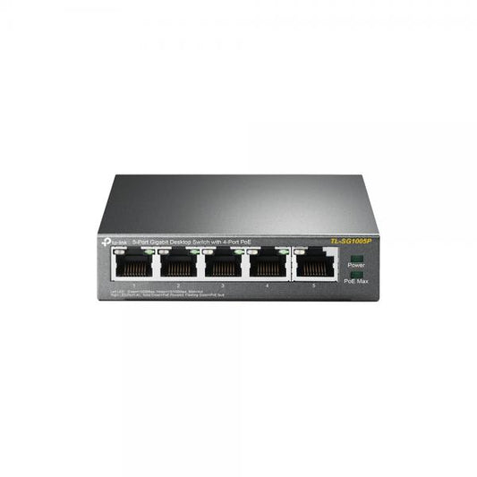 TP-Link - TL-SG1005P - 5-Port Gigabit Desktop Switch with 4-Port PoE, 5 Gigabit RJ45 ports including 4 PoE ports, 56W PoE Power supply, steel case TL-SG1005P [TL-SG1005P]