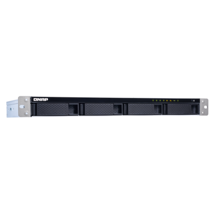 QNAP NAS - 4-Bay quad-core 1.7 GHz short-depth rackmount NAS with 100W power supply, 8GB DDR3 SODIMM RAM (max 8GB), SATA 6Gb/s, 1x 10GbE SFP+ LAN, 2x GbE LAN, hardware encryption, Container [TS-431XeU-8G]