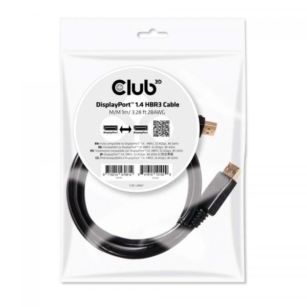 CLUB3D DISPLAYPORT 1.4 HBR3 CABLE MALE / MALE 1M/3.28FT. [CAC-2067]