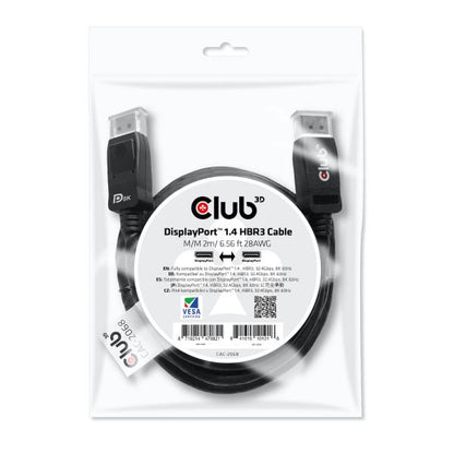 CLUB3D DISPLAYPORT 1.4 HBR3 CABLE MALE / MALE 2 M/6.56FT [CAC-2068]