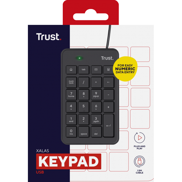 Trust 22221 numeric keypad Notebook/PC USB Black [22221]