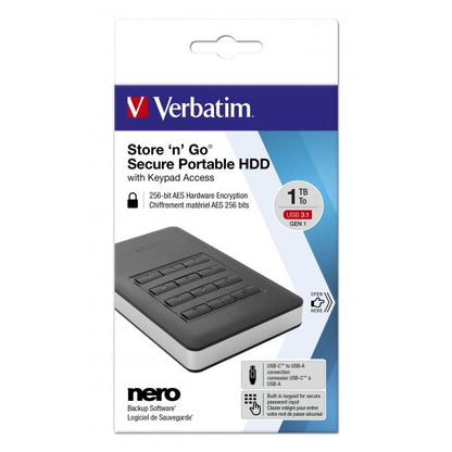 VERBATIM HDD EXT STORENGO 1TB 2.5 USB 3.1 CIFRADO [53401]