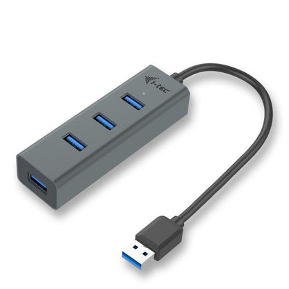 i-tec Metal U3HUBMETAL403 hub di interfaccia USB 3.2 Gen 1 (3.1 Gen 1) Type-A 5000 Mbit/s Grigio [U3HUBMETAL403]