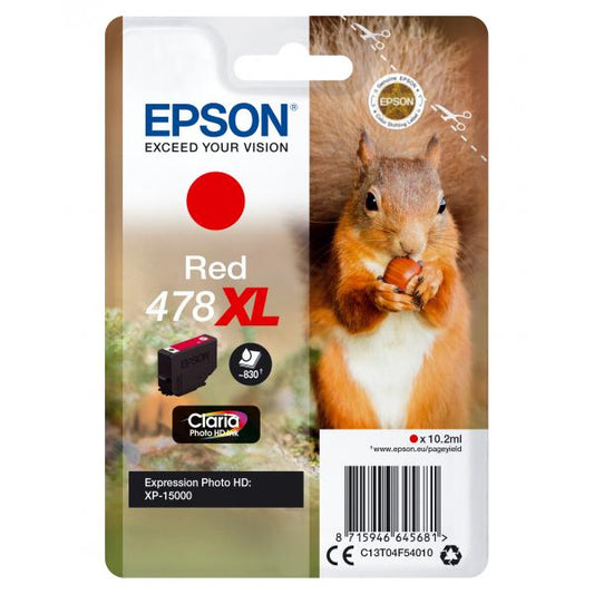 Epson Squirrel Singlepack Red 478XL Claria Photo HD Ink [C13T04F54010]