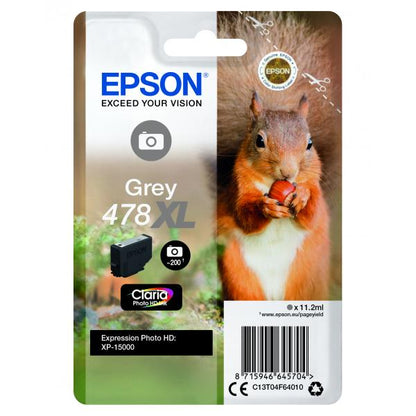 Epson Squirrel Singlepack Grey 478XL Claria Photo HD Ink [C13T04F64010]
