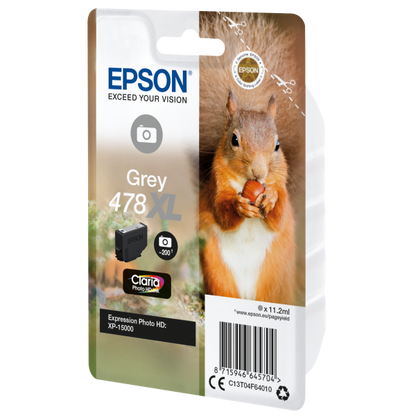Epson Squirrel Singlepack Grey 478XL Claria Photo HD Ink [C13T04F64010]