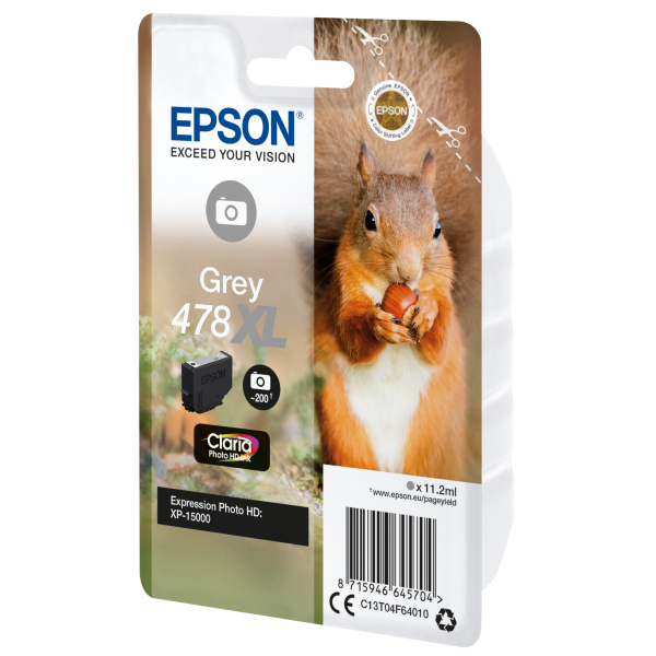 Epson Squirrel Singlepack Grey 478XL Claria Photo HD Ink [C13T04F64010]