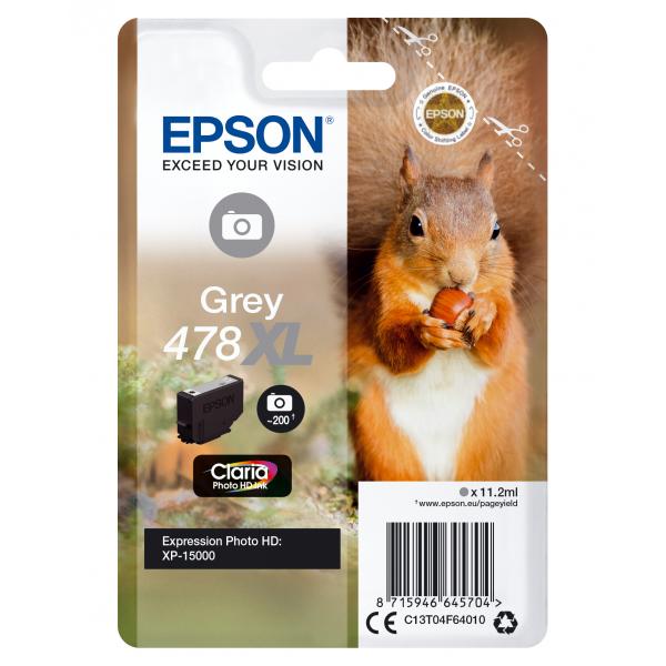 Epson Squirrel Singlepack Grey 478XL Claria Photo HD Ink [C13T04F64010]