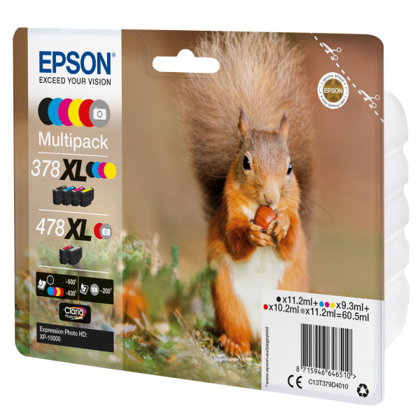 Epson Squirrel Multipack 6-colours 378XL / 478XL Claria Photo HD Ink [C13T379D4010]