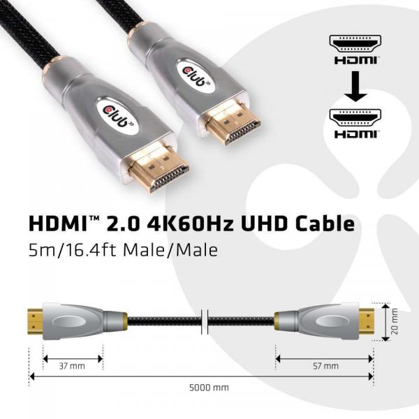 CLUB3D CAVO HDMI 2.0 MALE TO HDMI 2.0 MALE HIGH SPEED 4K60HZ UHD - 5M/16,4FT [CAC-2312]