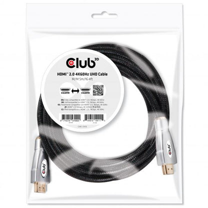 CLUB3D CAVO HDMI 2.0 MALE TO HDMI 2.0 MALE HIGH SPEED 4K60HZ UHD - 5M/16,4FT [CAC-2312]