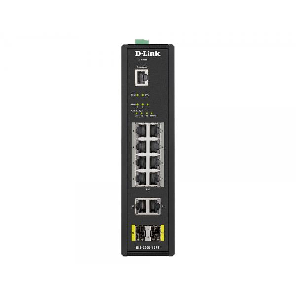 D-Link DIS-200G-12PS switch di rete Gestito L2 Gigabit Ethernet (10/100/1000) Supporto Power over Ethernet (PoE) Nero [DIS-200G-12PS]