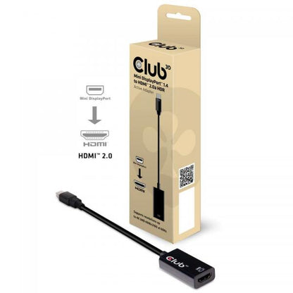 CLUB3D MINI DISPLAY PORT 1.4 MALE TO HDMI 2.0 FEMALE 4K 60HZ UHD/ 3D ACTIVE ADAPTER - HDR SUPPORT [CAC-1180]