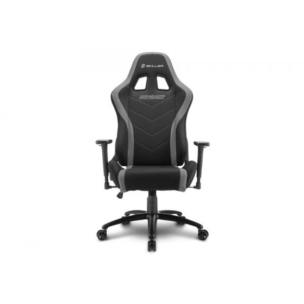 SILLA GAMING SHARKOON SKILLER SGS2 DE TELA, RESPALDO Y BRAZOS AJUSTABLES, ESTRUCTURA DE ACERO, COJÍN DOBLE PARA APOYO LUMBAR Y CUELLO, NEGRO/GRIS [SKILLER SGS2 BLACK]