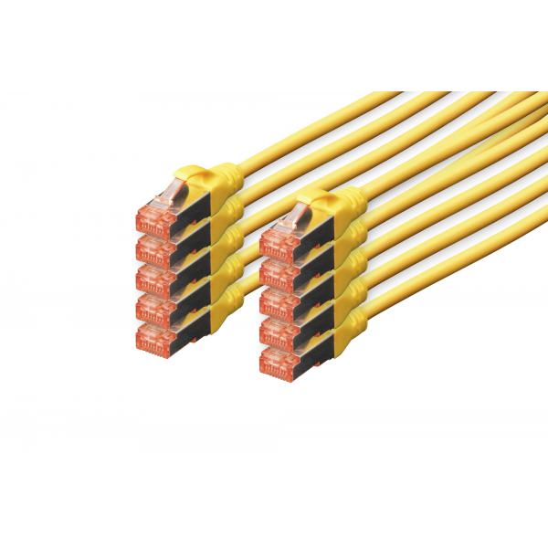 Digitus CAT 6 S-FTP patch cord - Cu - LSZH AWG 27/7 - length 0.5 m - 10 pcs - Yellow [DK-1644-005-Y-10]