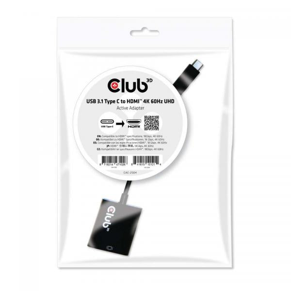 CLUB3D ADATTATORE USB TYPE C 3.1 GEN 1 TO HDMI 2.0 4K60HZ HDR ACTIVE [CAC-2504]