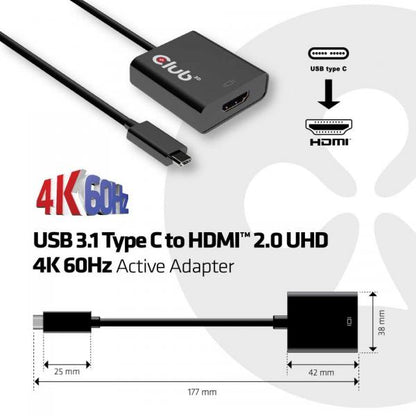 CLUB3D ADATTATORE USB TYPE C 3.1 GEN 1 TO HDMI 2.0 4K60HZ HDR ACTIVE [CAC-2504]