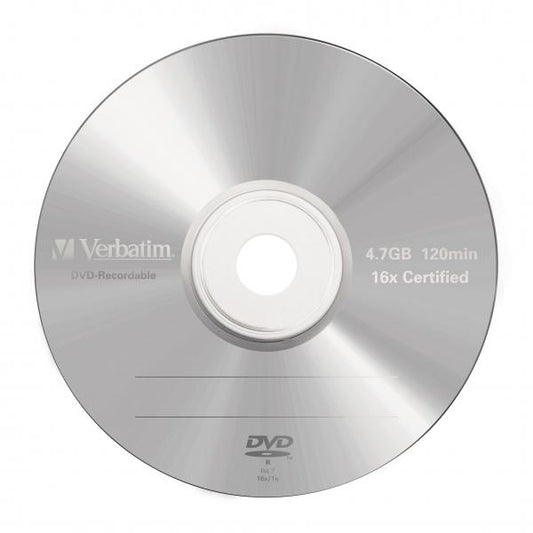 VERBATIM DVD-R 16X, 4,7 GB, PAQUETE DE 5 ESTUCHES DE JOYA DE MARCA, PLATA MATE [43519]