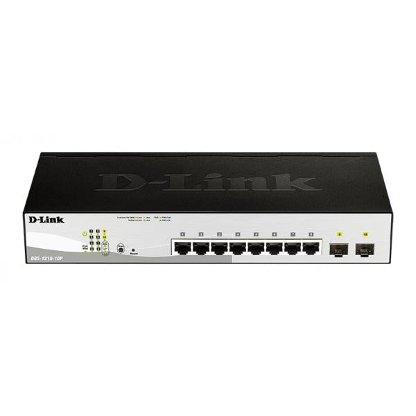 D-LINK SWITCH 10 PORTS OF WHICH 8 GIGABIT POE PORTS + 2 SFP SMART+ PORTS [DGS-1210-10P] 