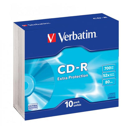 VERBATIM CD-R 52X, 700MB, 10 PACK SLIM CASE, EXTRA PROTECTION [43415]