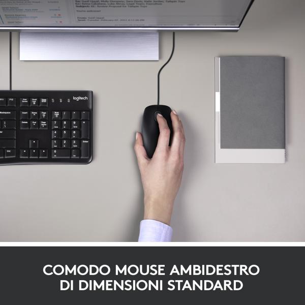 Logitech MK120 Combo de teclado y mouse con cable para Windows, mouse óptico con cable, teclado de tamaño completo, USB Plug-and-Play, compatible con PC, computadora portátil [920-002543]