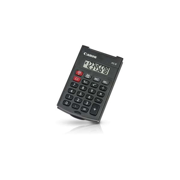 Calculadora de bolsillo Canon AS-8 con pantalla gris [4598B001]