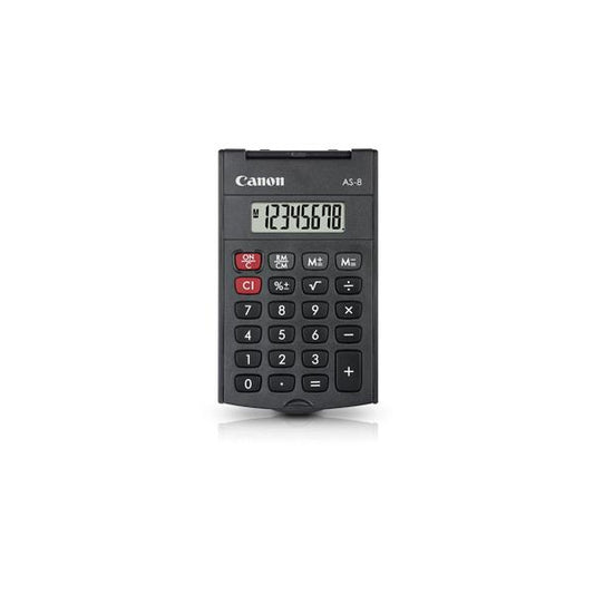 Calculadora de bolsillo Canon AS-8 con pantalla gris [4598B001]