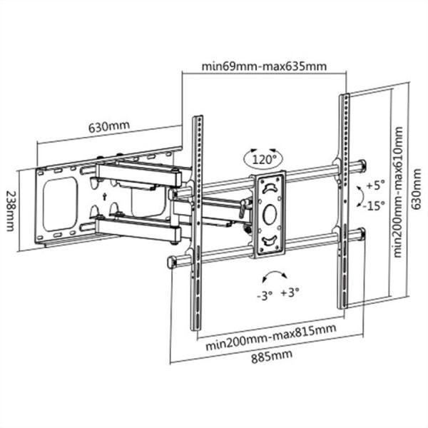 ITB RO17.99.1207 Soporte de pared para TV 2,29 m (90") Negro [RO17.99.1207]