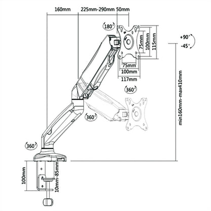 ITB RO17.99.1155 supporto da tavolo per Tv a schermo piatto 68,6 cm (27") Morsa Nero [RO17.99.1155]