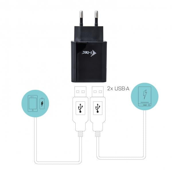 i-tec CHARGER2A4B Caricabatterie per dispositivi mobili Nero Interno [CHARGER2A4B]